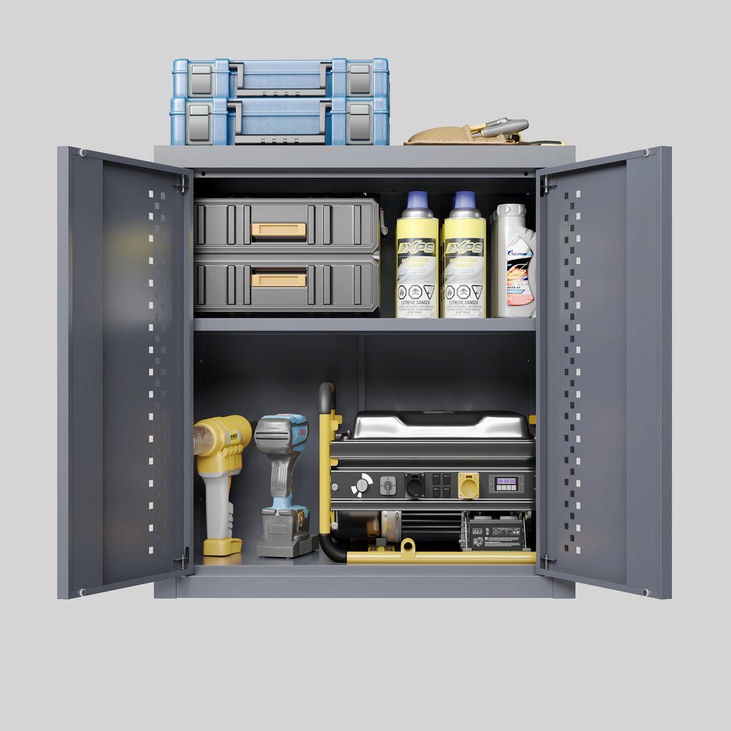 Metal Garage Cabinet With Door, Wall-mounted Storage Cabinet, Floating Tool Cabinet For Basements, Kitchens, And Warehouses  Gray, 13.77 H