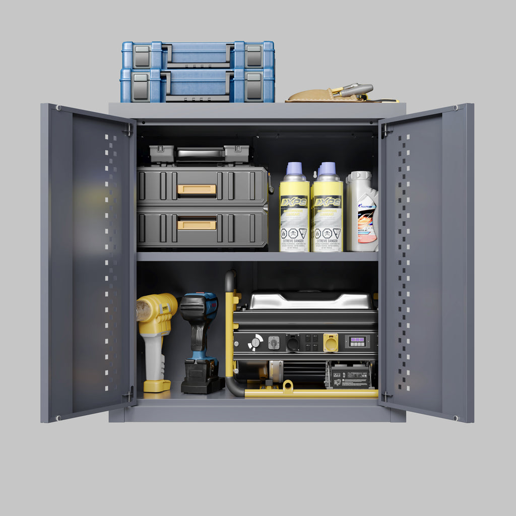 Metal Garage Cabinet With Door, Wall-mounted Storage Cabinet, Floating Tool Cabinet For Basements, Kitchens, And Warehouses  Gray, 13.77 H