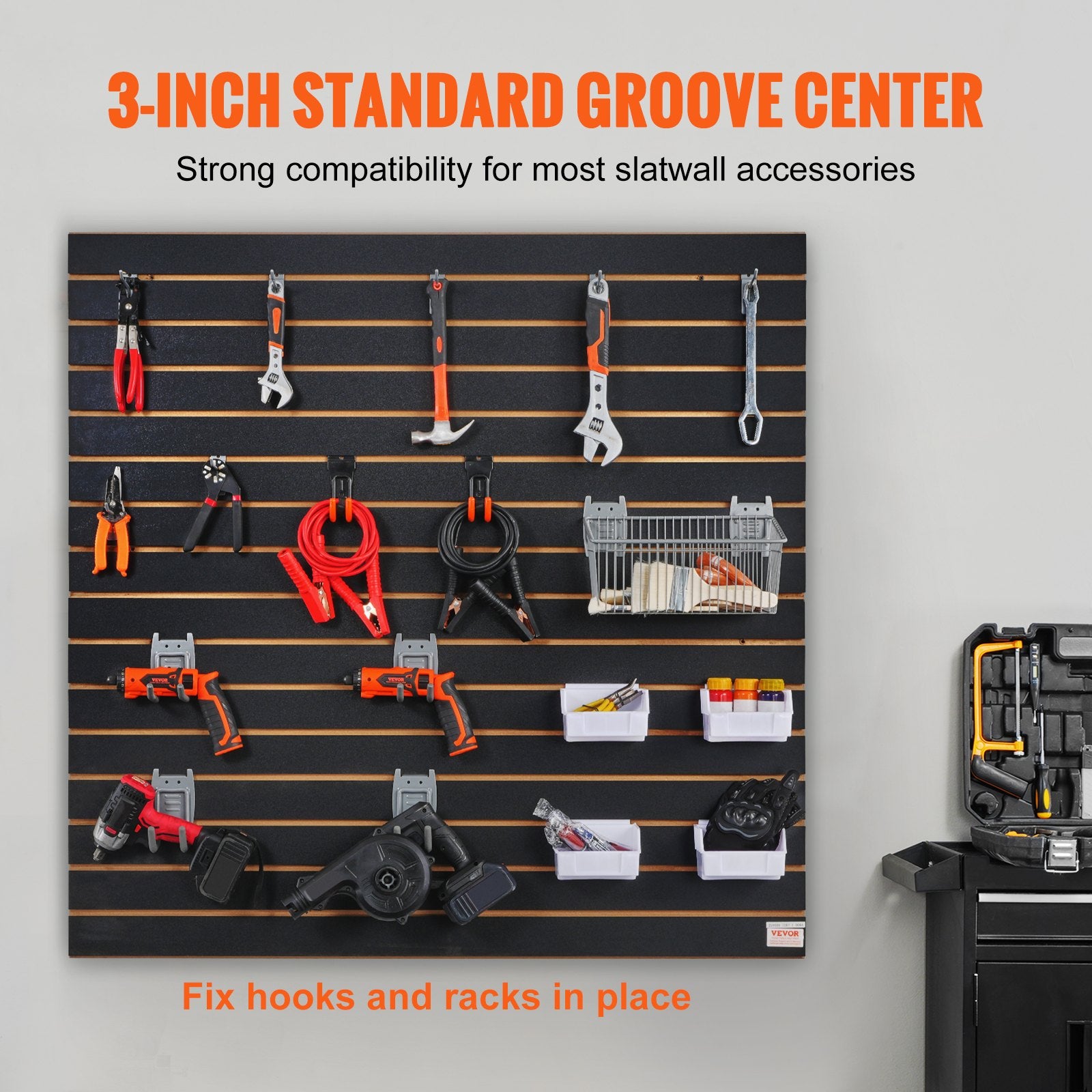 VEVOR Slatwall Panels, 4 Ft X 2 Ft Black Garage Wall Panels , Heavy Duty Garage Wall Organizer Panels Display