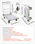 Platform Truck, 2000 Lbs Capacity, Heavy Duty Steel Flatbed Cart With Swivel Wheels And Handle, Foldable Platform Hand Push Truck Dolly, For Groceries, Garage, Warehouse, 35.4 X 23.6 X 35.4 In