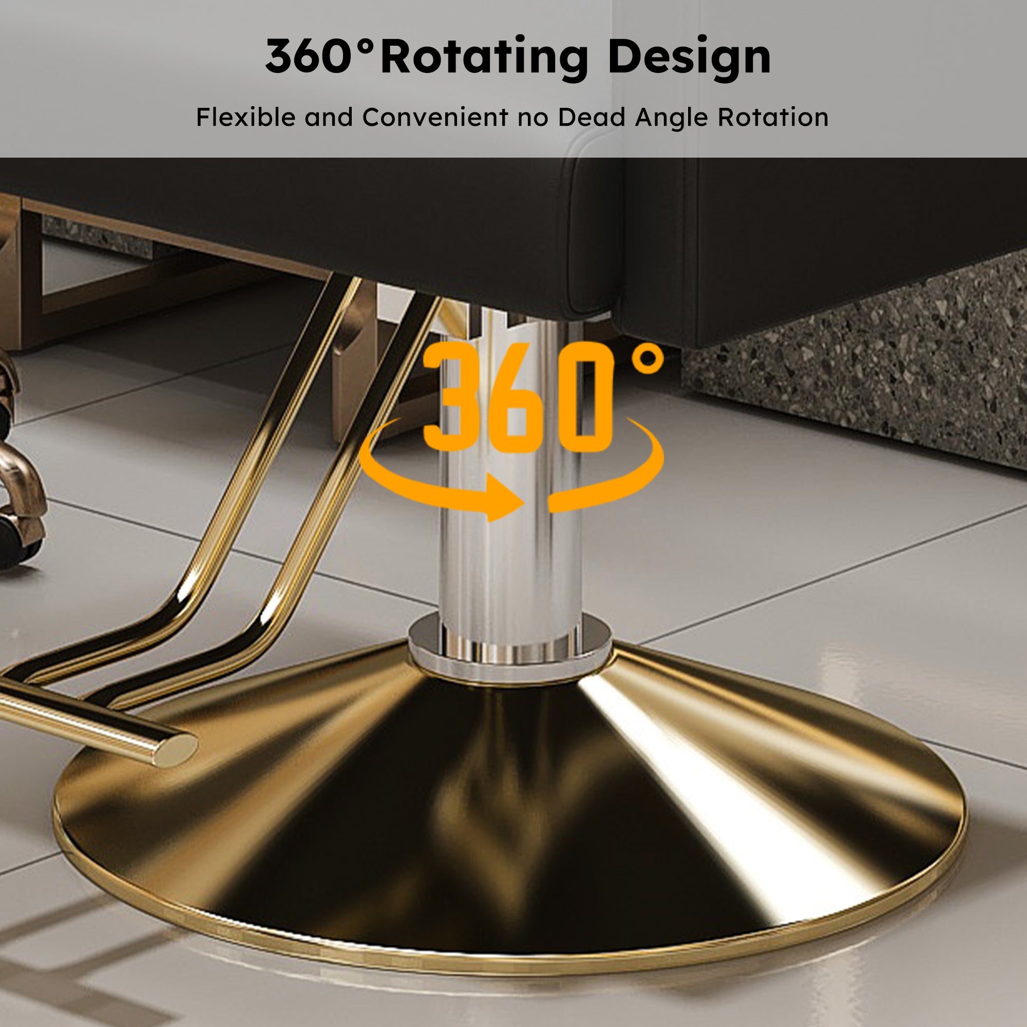 Hydraulic Salon Chair 360  Swivel - Professional Barber Stylist Chair With Pump  Non-Tilting Hairdressing Chair For Salon Tattoo Spa  Black Gold Stylist Equipment  Single Pack