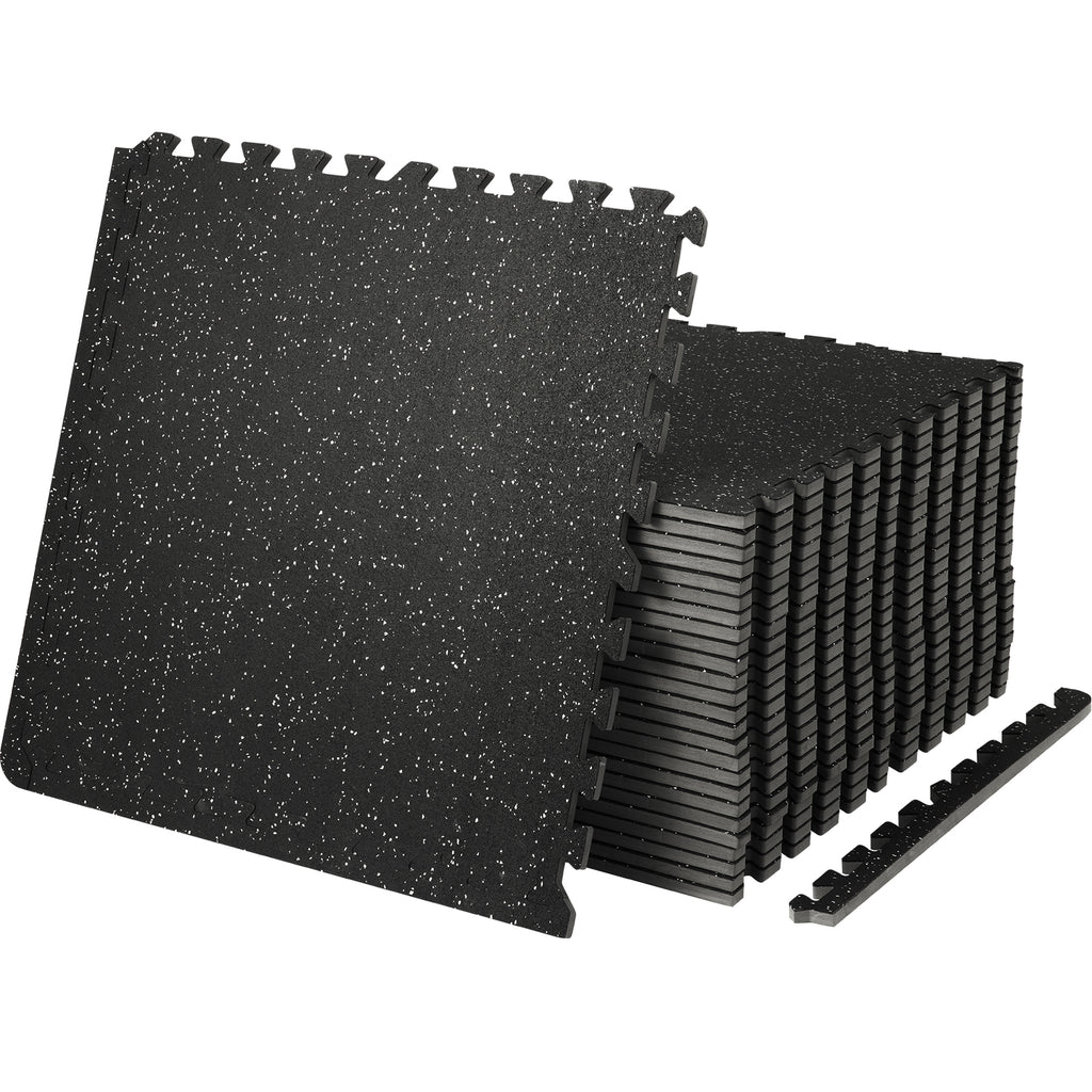 VEVOR 25 PCS Thick Gym Floor Mats,  EVA Foam & Rubber Top Interlocking Workout Floor Mats With. Ft Coverage, Waterproof Exercise Puzzle Flooring