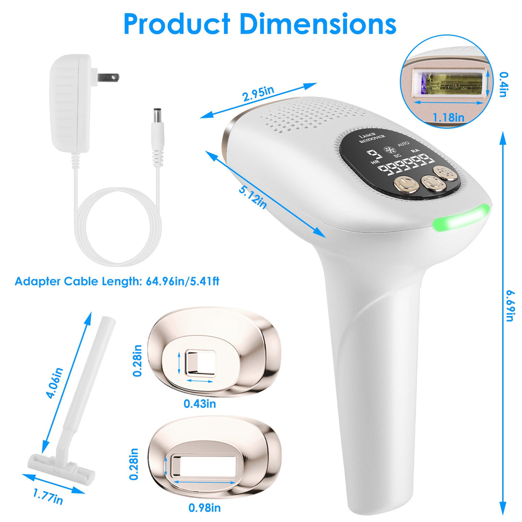 3 In 1 Ice Cooling Laser Hair Removal Painless Permanent At-Home IPL Hair Removal With 999,999 Flashes 9 Energy Levels 2 Modes For Armpits Legs Arms Bikini Line