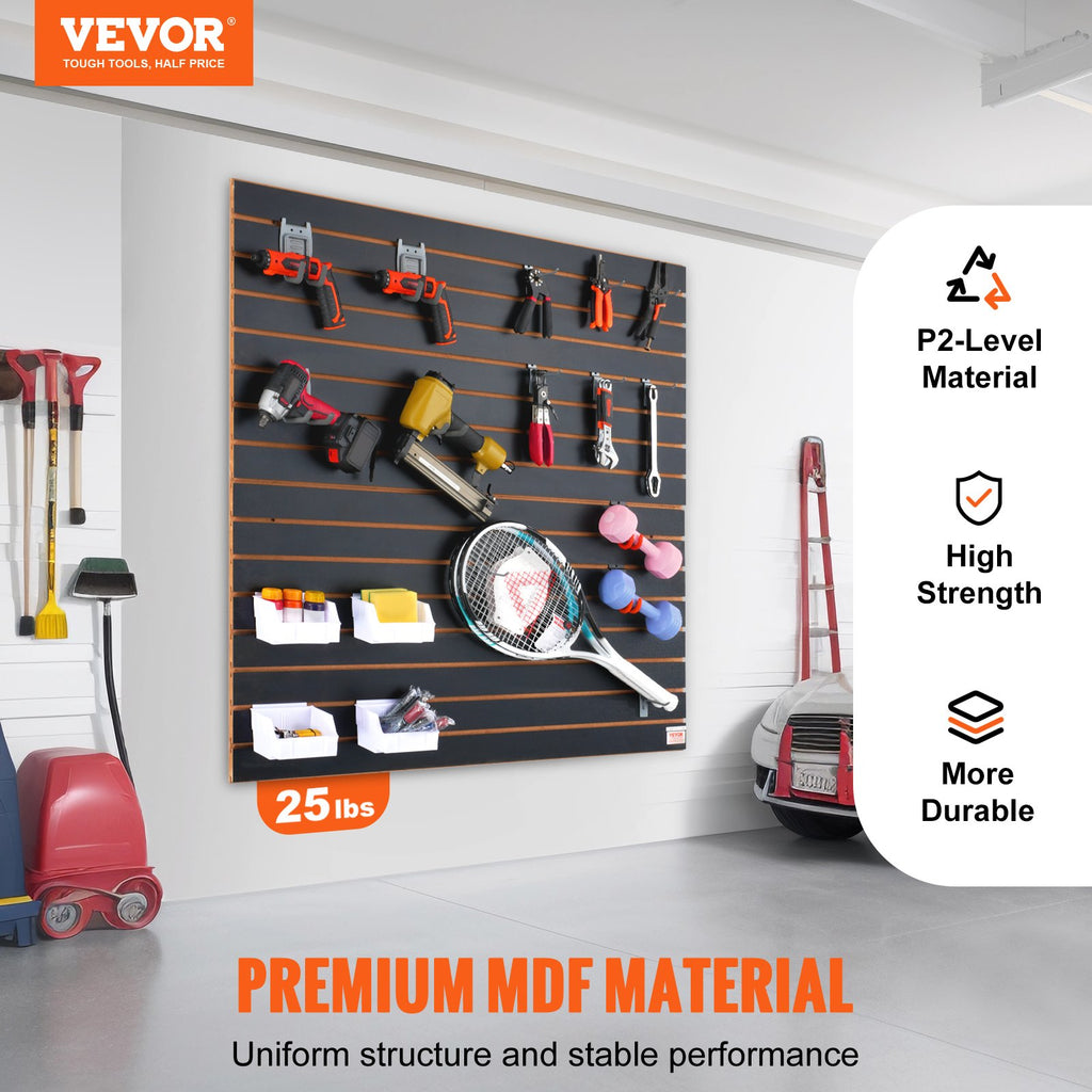 VEVOR Slatwall Panels, 4 Ft X 2 Ft Black Garage Wall Panels , Heavy Duty Garage Wall Organizer Panels Display