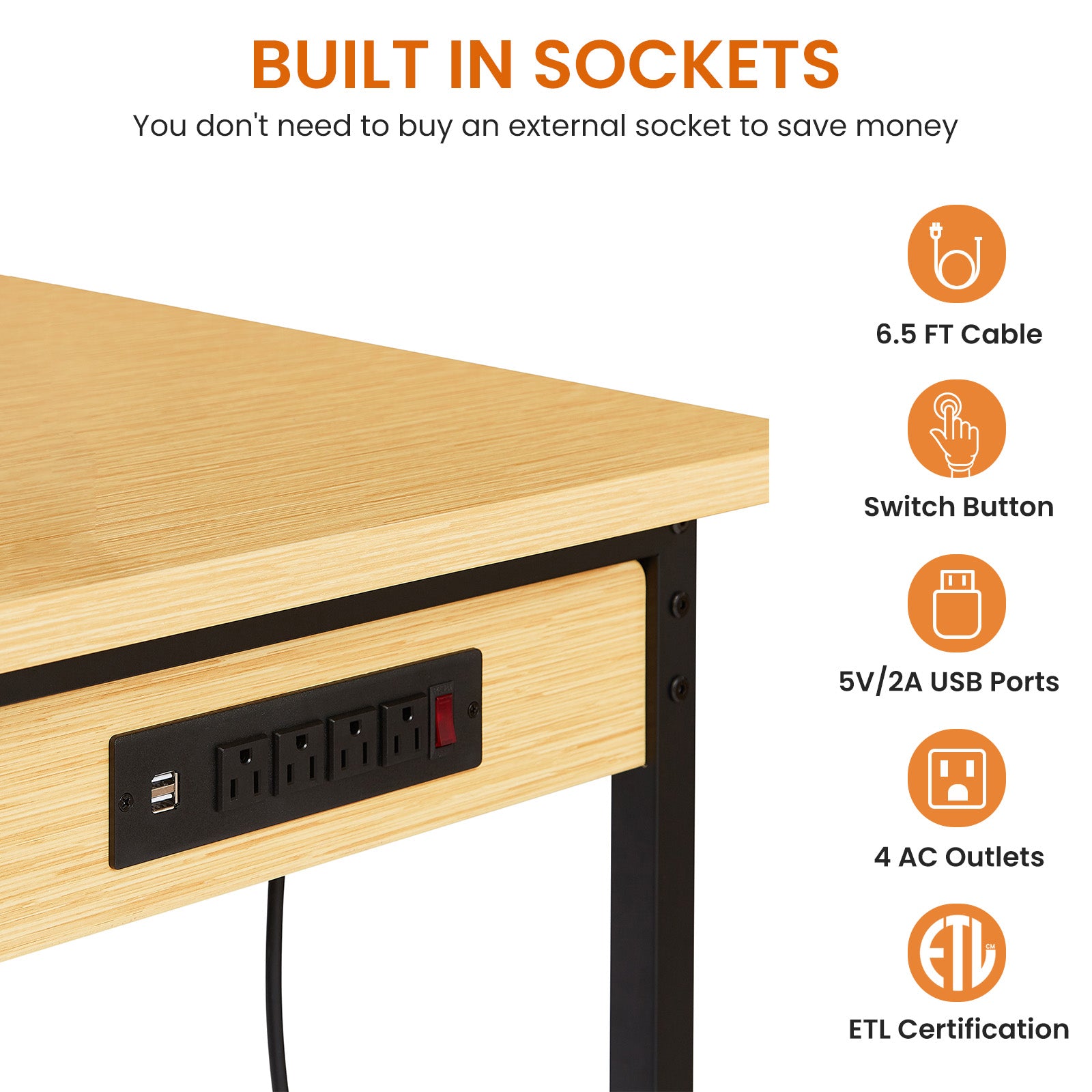 48  Adjustable Workbench With Pegboard, Heavy Duty Wooden Desktop Workbench With Wheels, 1600 Lb. Load Capacity, Rolling Workbench With AC USB Outlet, Hooks, Shelf
