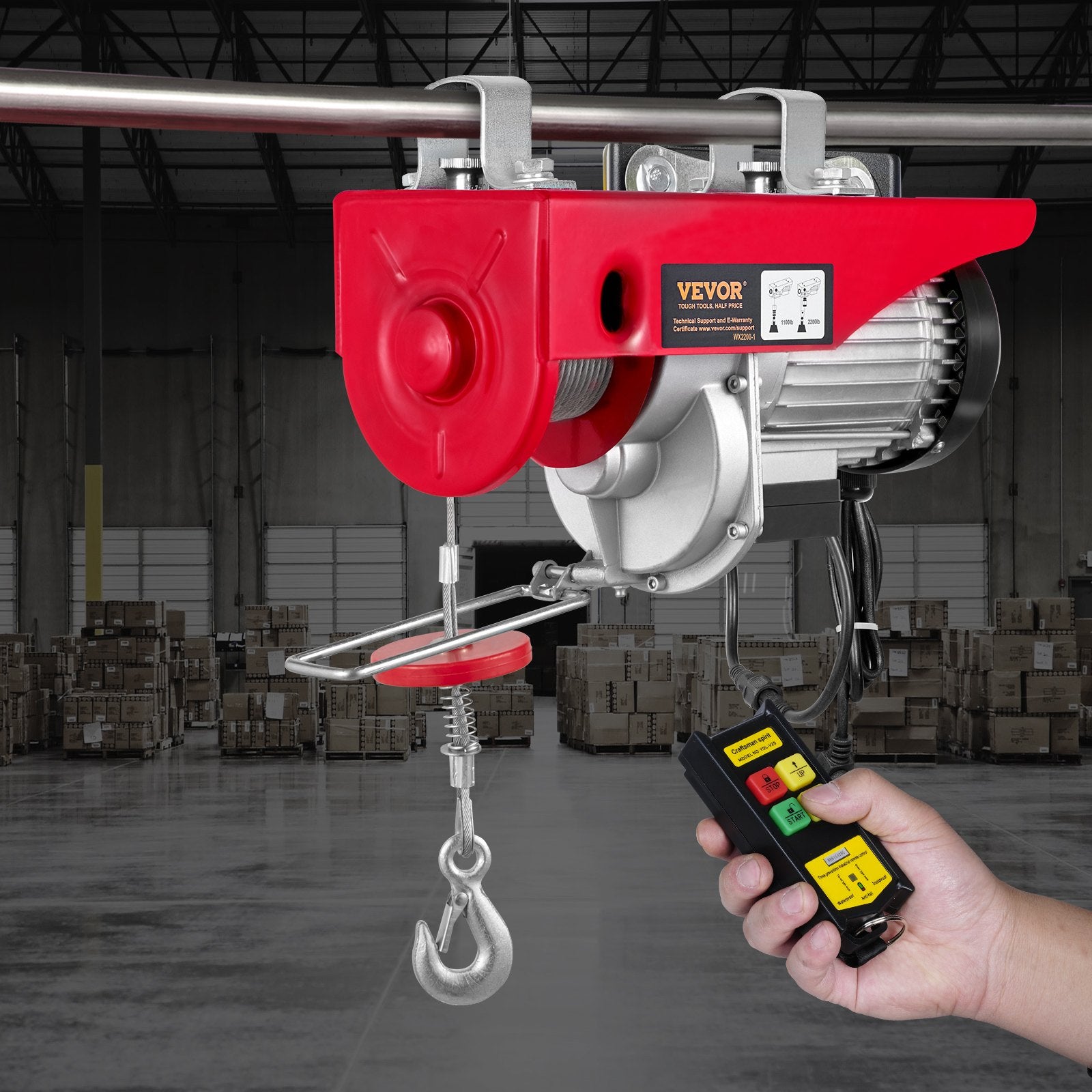 2200 Lbs Wireless Attic Lift, 1600W 110V Electric Hoist With Wireless Remote Control, 40ft Single Cable Lifting Height & Pure Copper Motor, For Garage Warehouse Factory