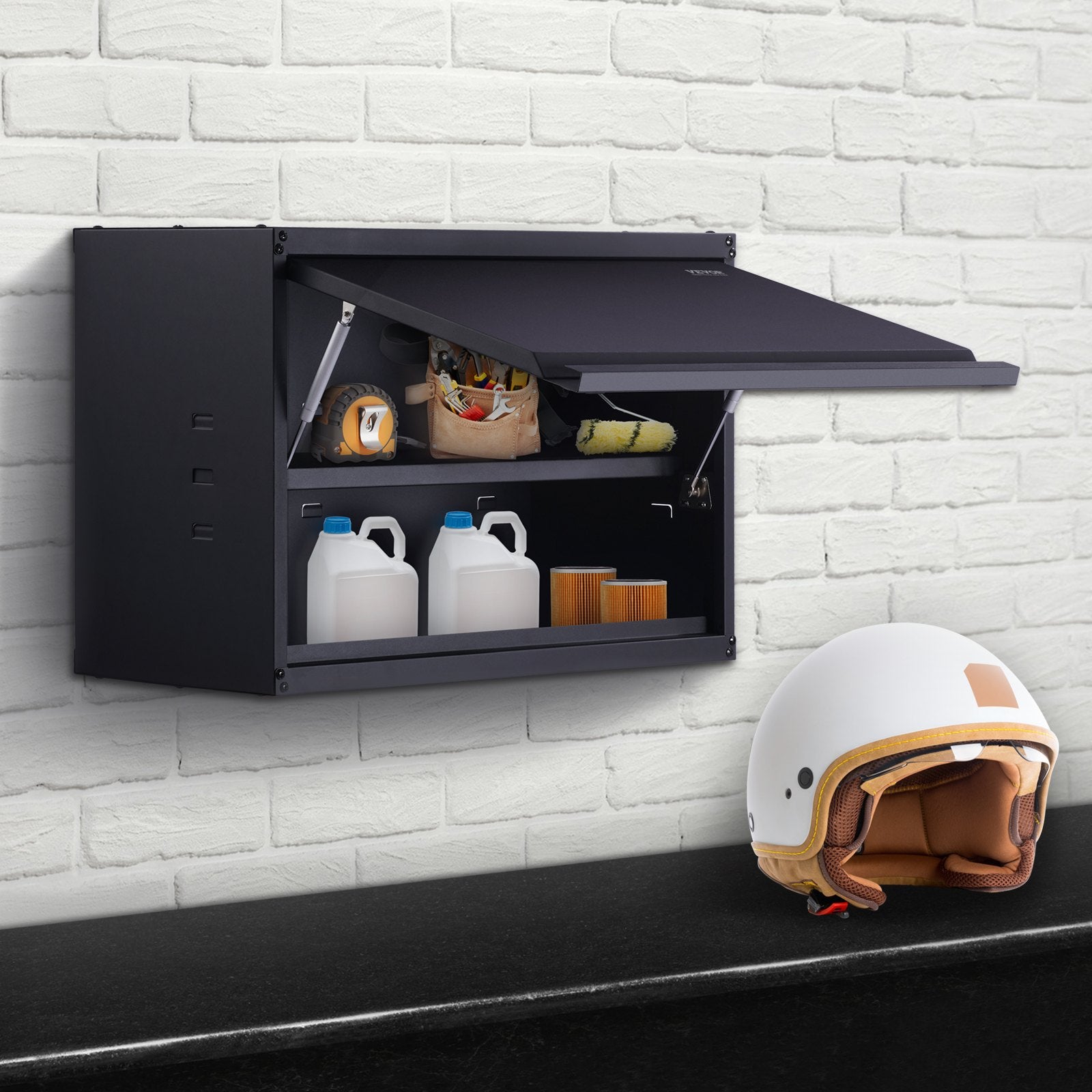 VEVOR Metal Storage Cabinet, 120lbs Load Capacity Per Shelf, 20Tall Wall-Mounted Powder-Coating Steel Garage Cabinet With Adjustable Shelf, Press To Lock & Open Door, Perfect For Office Home Garage