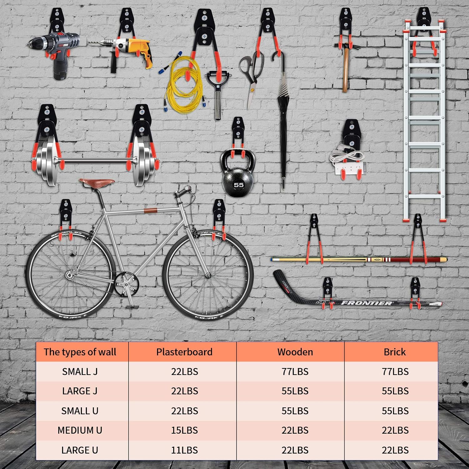Upgraded 12-Piece Heavy Duty, Utility Steel Garage Storage Hooks, Wall Mount Garage Organizers And Hangers For Organizing Power Tools, Ladders, Bulk Items, Bicycles  Garage Storage