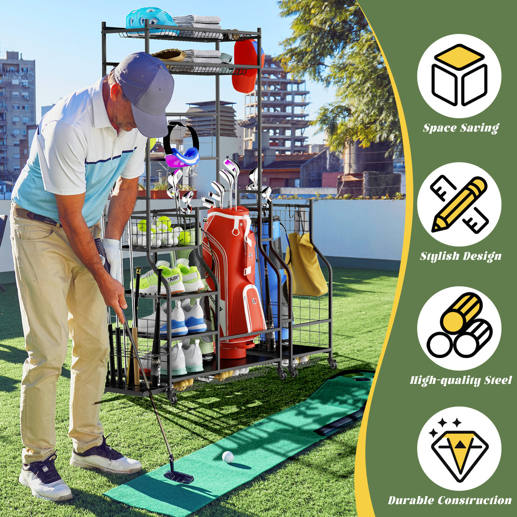 Golf Bag Storage Garage Organizer,Golf Club Bag Storage Rack For Garage, Extra Storage Rack For Golf Clubs,Golf Bag Organizer Fit For Garage,Shed,Basement