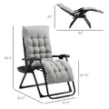 Padded Zero Gravity Chair, Folding Recliner Chair With Cup Holder Cushion, Gray