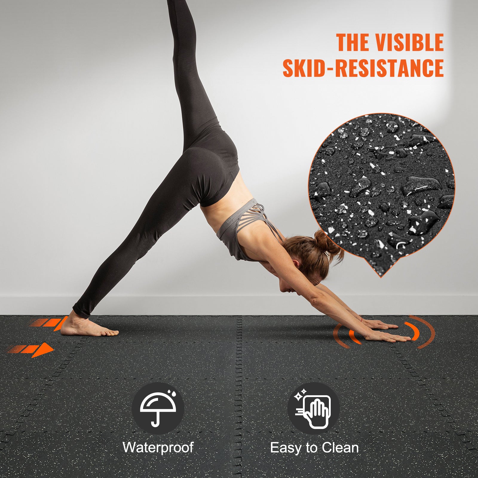 VEVOR 25 PCS Thick Gym Floor Mats,  EVA Foam & Rubber Top Interlocking Workout Floor Mats With. Ft Coverage, Waterproof Exercise Puzzle Flooring