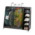 Gray Wooden Golf Bag Storage Rack With 3 Drawers, Holds 2 Stand Bags  14 Clubs, Organizer For Golf Balls, Shoes  Accessories, Heavy Duty For Garage, Indoor Outdoor Use, Easy Assembly