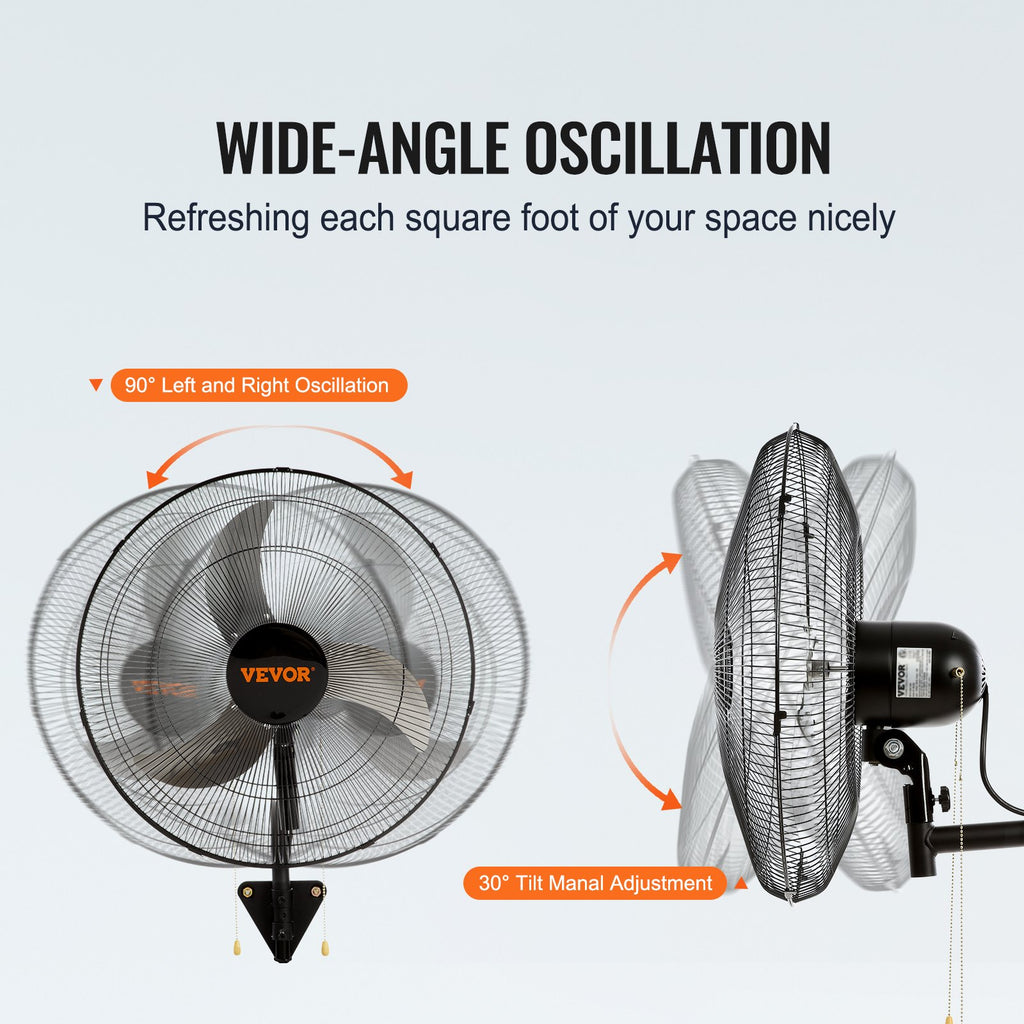Wall Mount Fan, 2 PCS 20 Inch Oscillating, 3-speed High Velocity Max. 4000 CFM Industrial Wall Fan For Indoor, Commercial, Residential, Warehouse, Greenhouse, Workshop, Basement, Garage,Black