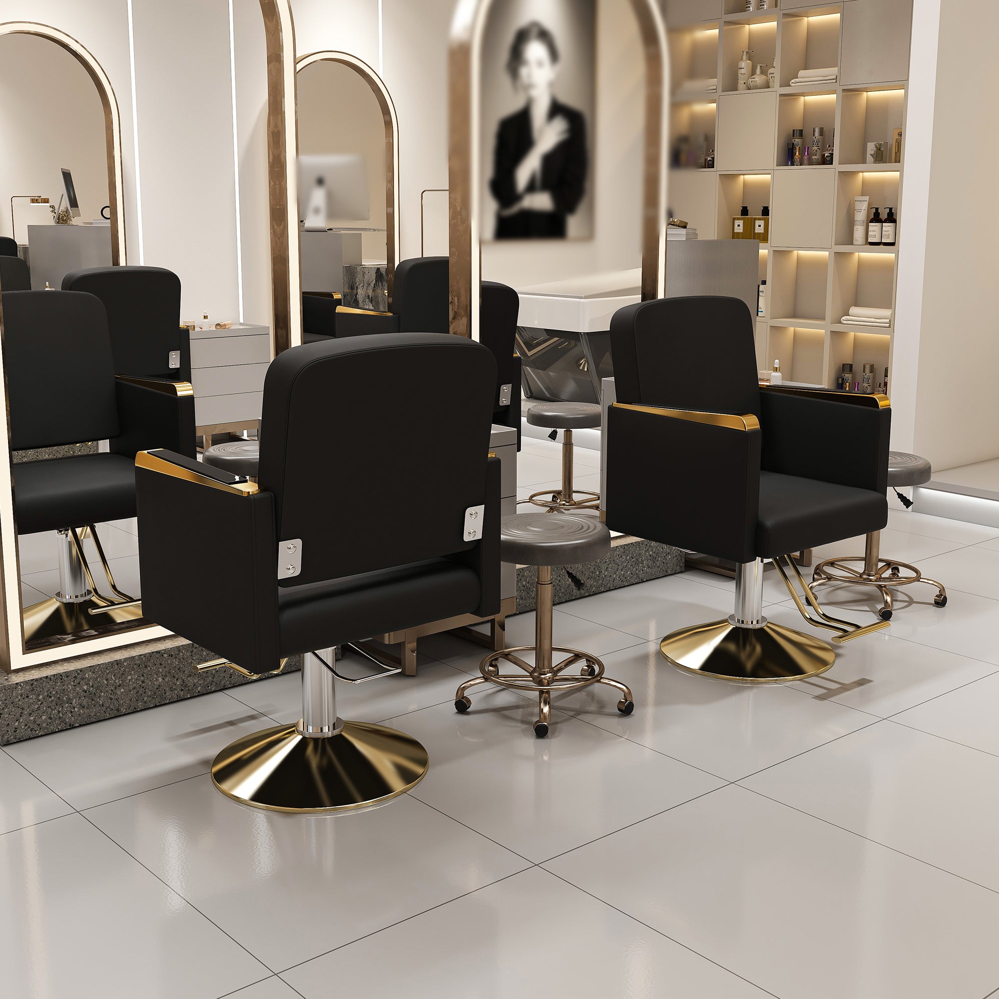 Hydraulic Salon Chair 360  Swivel - Professional Barber Stylist Chair With Pump  Non-Tilting Hairdressing Chair For Salon Tattoo Spa  Black Gold Stylist Equipment  Single Pack