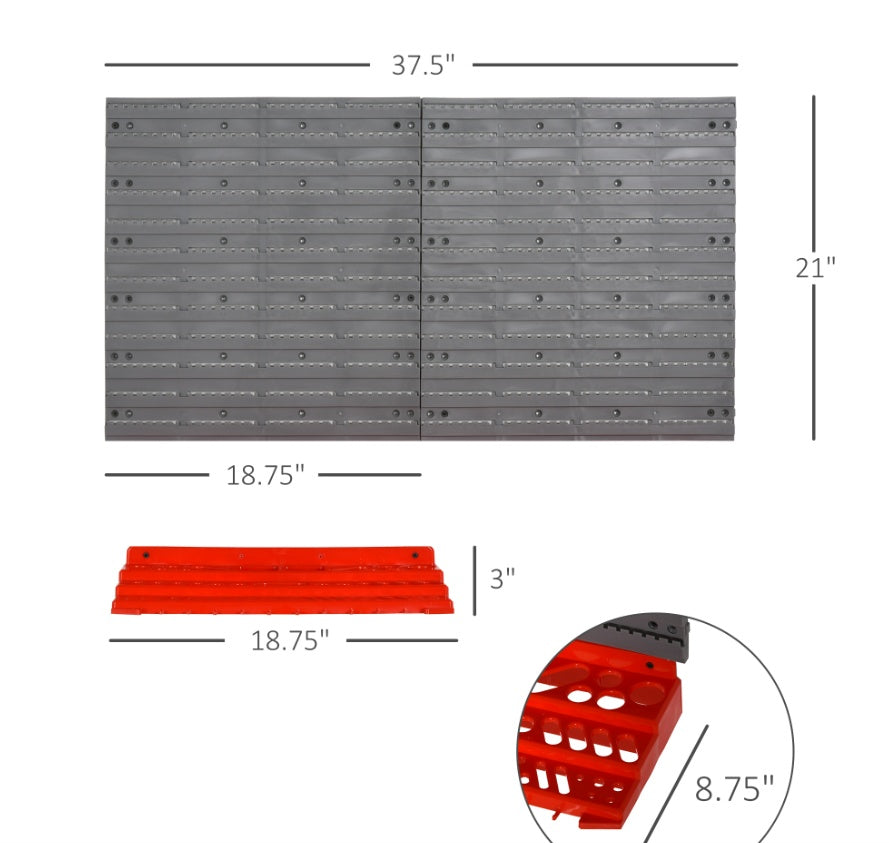 DURHAND Tool Organizer Wall Mounted With 54 Piece Pegboard And Shelf 50 Hooks, DIY Garage Storage With Strong Loading Capacity