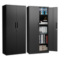 72H Metal Garage Storage Cabinet, Black Tool Steel Locking Cabinet With Doors And 4 Shelves, Tall Cabinets For Garage Storage Systems Lockable File Cabinet For Home Office, Classroom Pantry