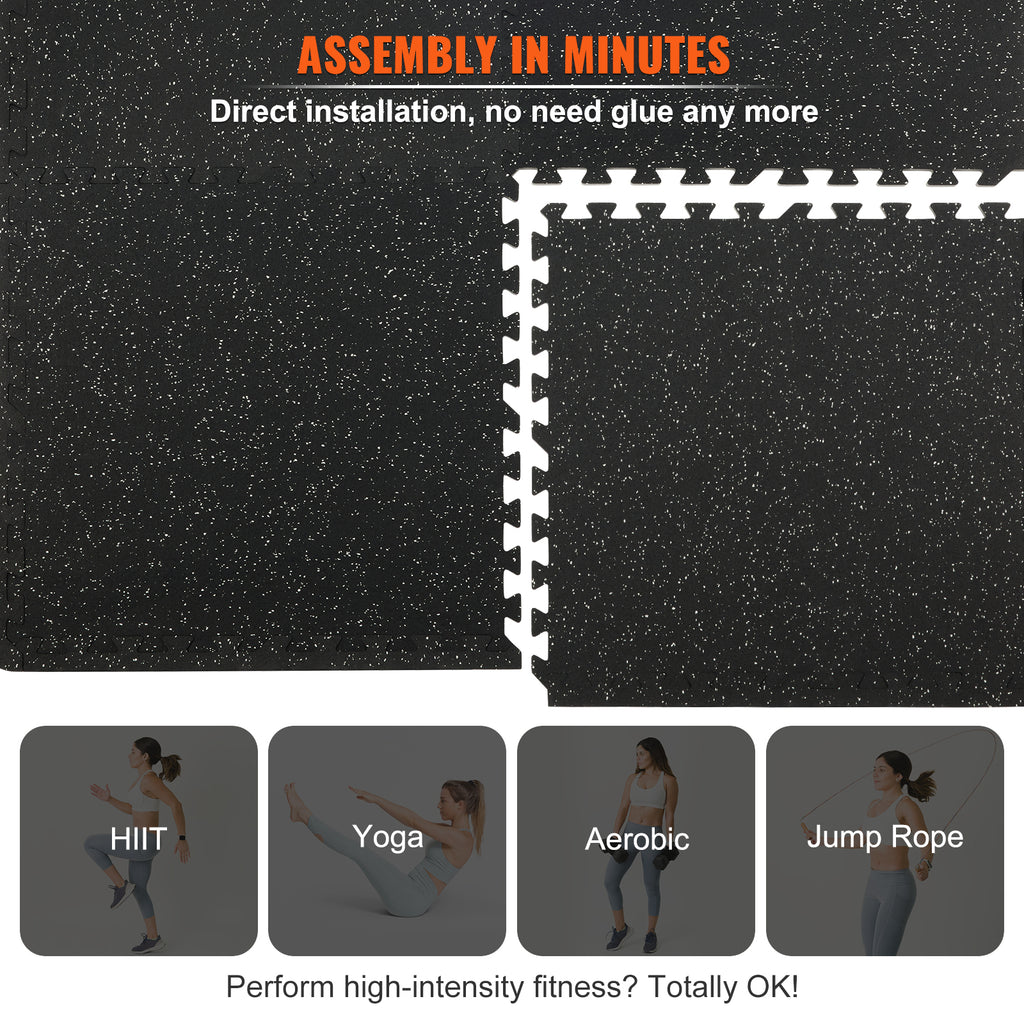 VEVOR 25 PCS Thick Gym Floor Mats,  EVA Foam & Rubber Top Interlocking Workout Floor Mats With. Ft Coverage, Waterproof Exercise Puzzle Flooring