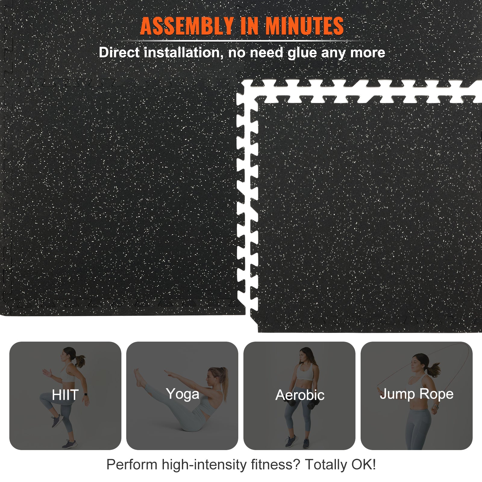 VEVOR 25 PCS Thick Gym Floor Mats,  EVA Foam & Rubber Top Interlocking Workout Floor Mats With. Ft Coverage, Waterproof Exercise Puzzle Flooring