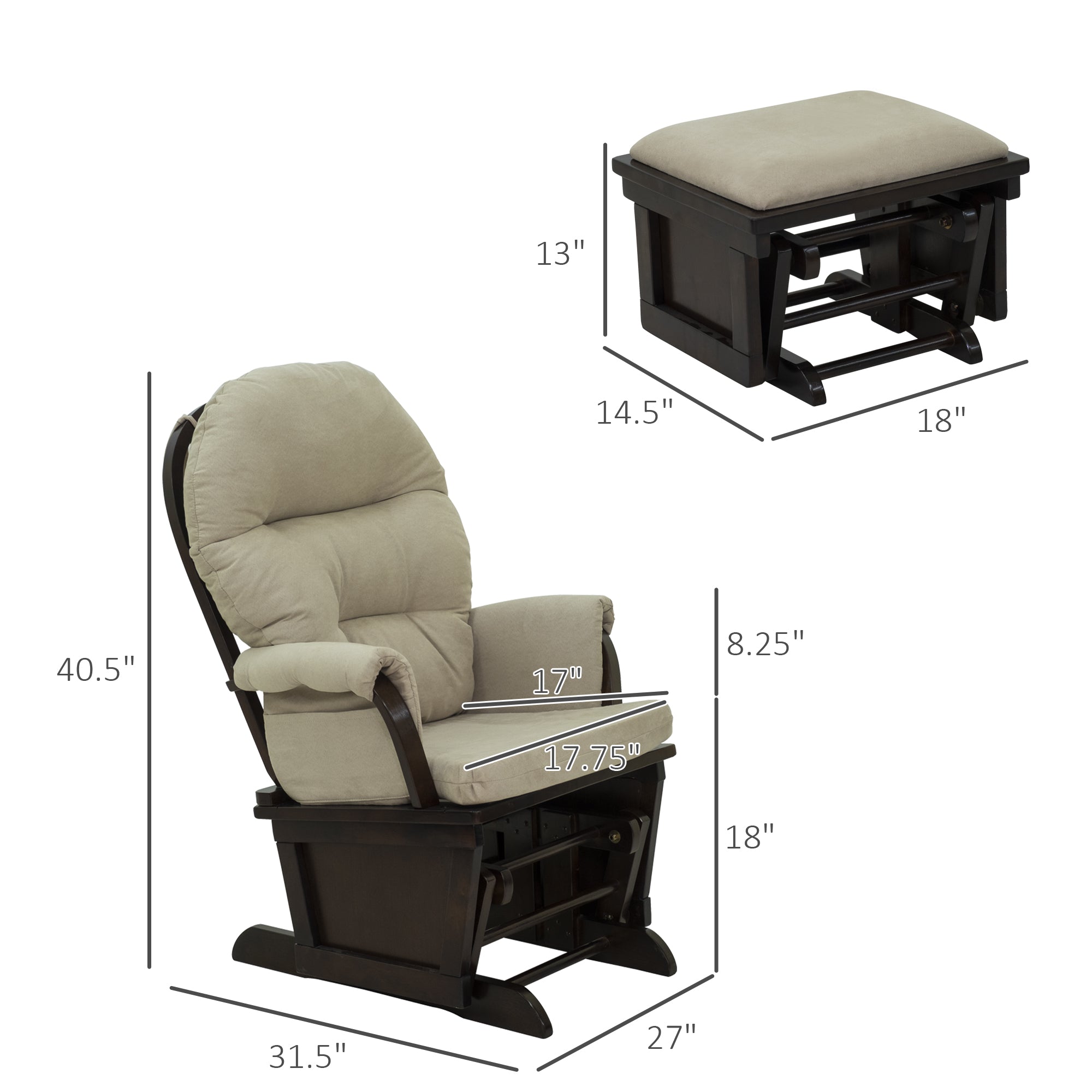 Nursery Glider Rocking Chair with Ottoman