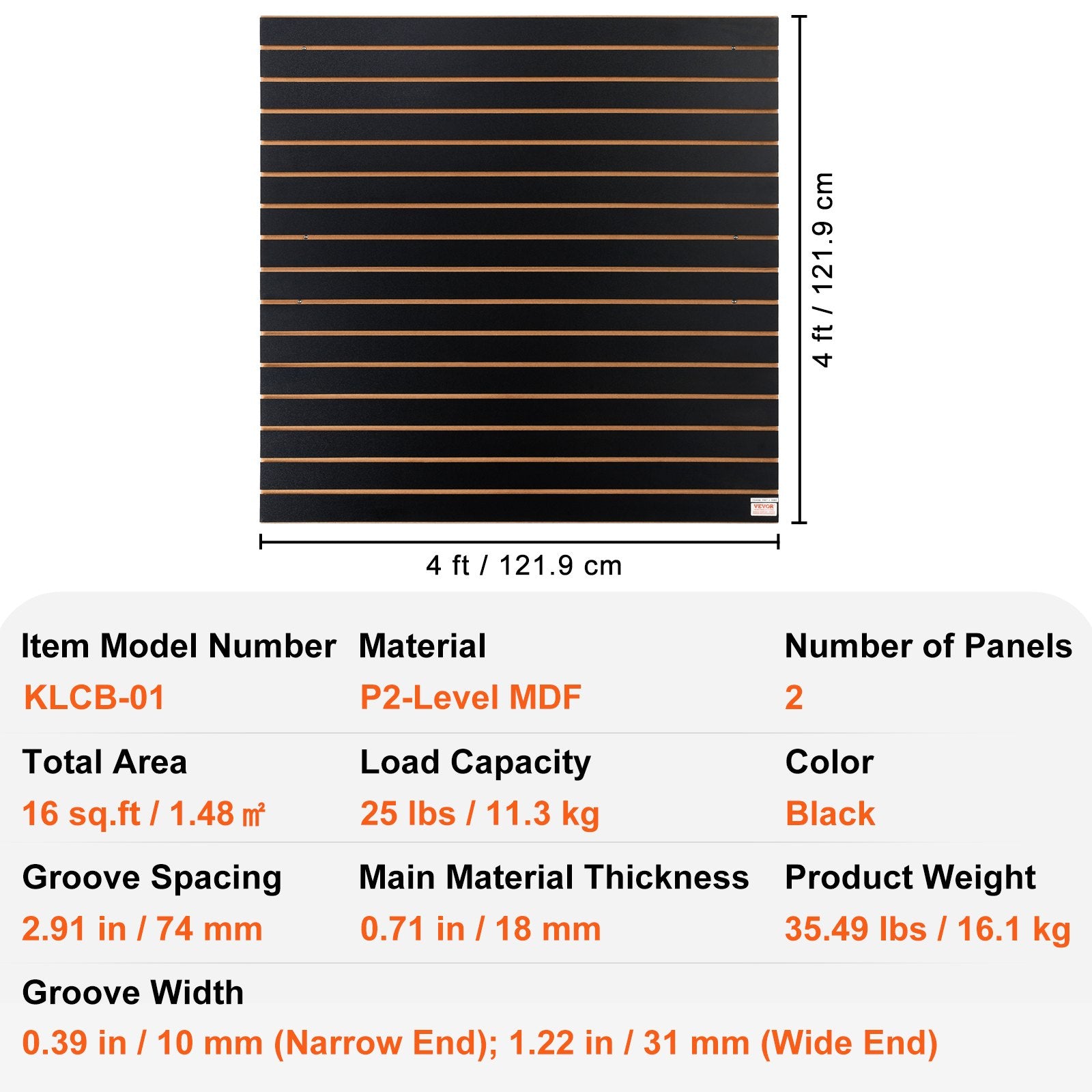 VEVOR Slatwall Panels, 4 Ft X 2 Ft Black Garage Wall Panels , Heavy Duty Garage Wall Organizer Panels Display