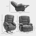 Power Lift Chair, Electric Recliner Chair With Vibration Massage, Heat, Side Pockets, Quick Assembly, Charcoal Gray