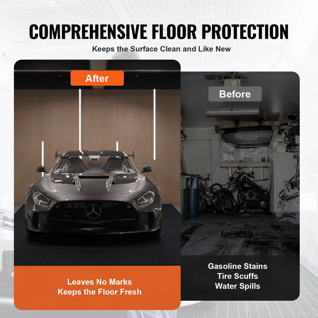 Garage Floor Mat, 7.6'x19' Waterproof Protection From Water,Snow, Rain,Mud And Oil For Cars, Non-slip Heavy Duty Containment Mat With TPE Anti-Leak Backing & Easy To Clean & Cuttable