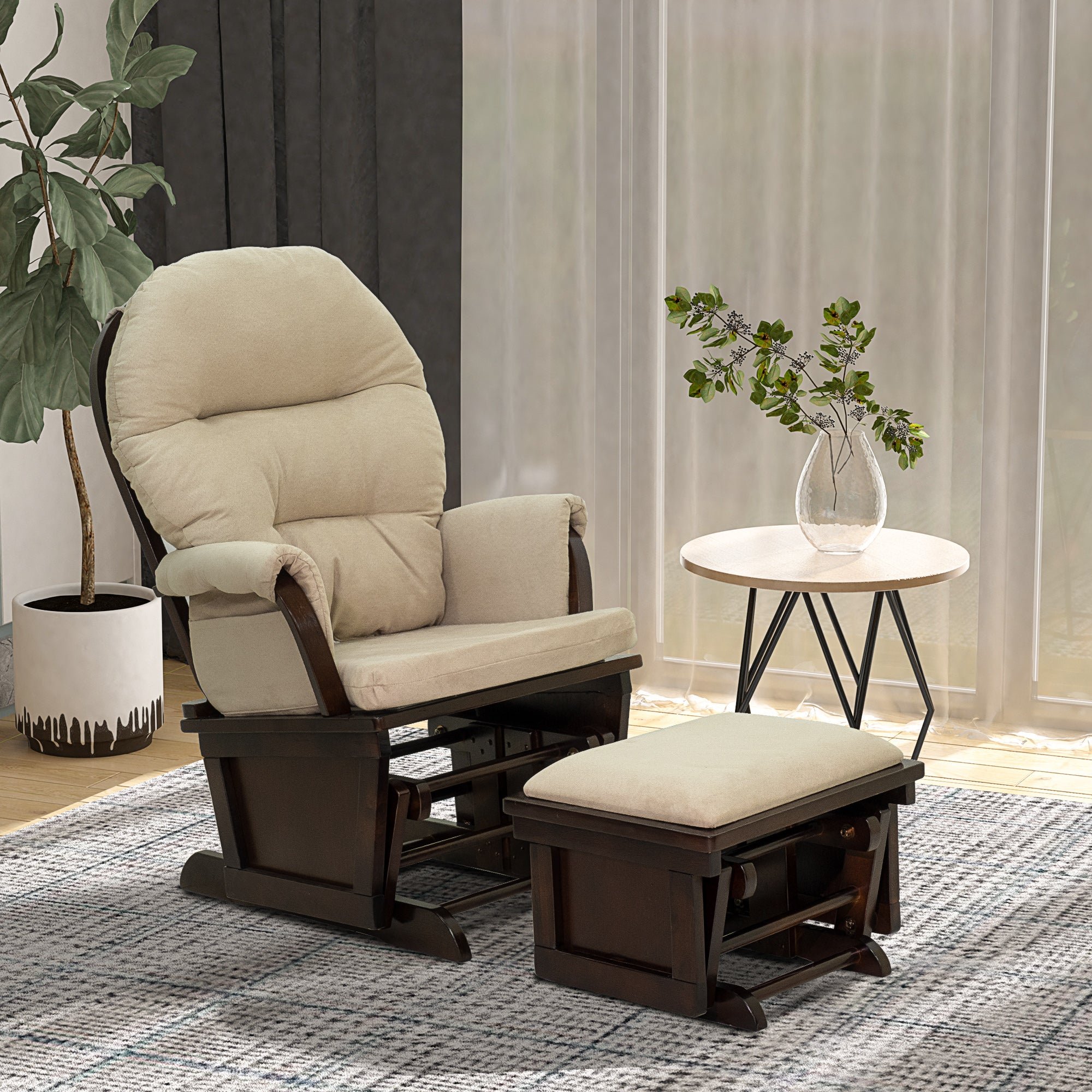 Nursery Glider Rocking Chair with Ottoman