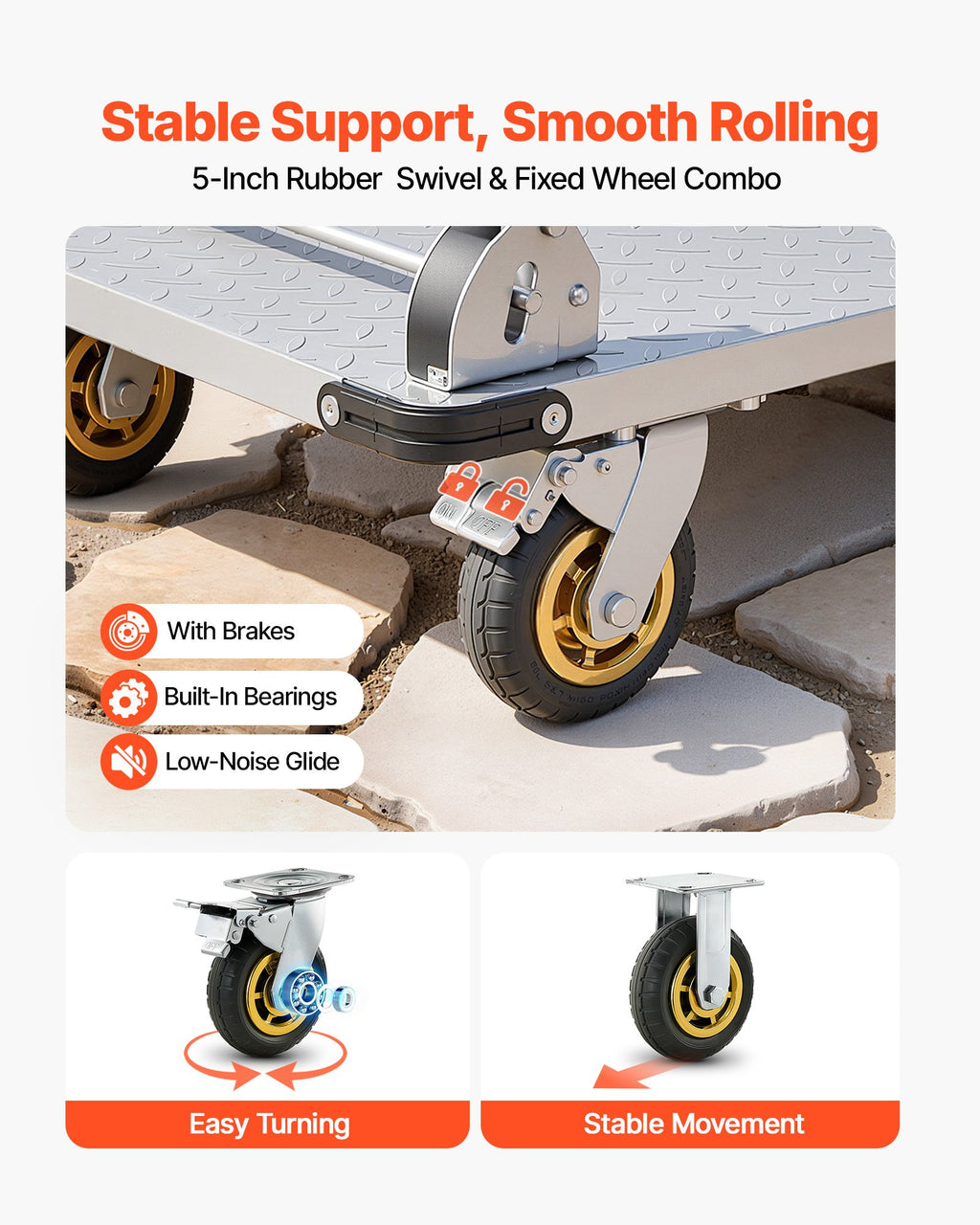 Platform Truck, 2000 Lbs Capacity, Heavy Duty Steel Flatbed Cart With Swivel Wheels And Handle, Foldable Platform Hand Push Truck Dolly, For Groceries, Garage, Warehouse, 35.4 X 23.6 X 35.4 In