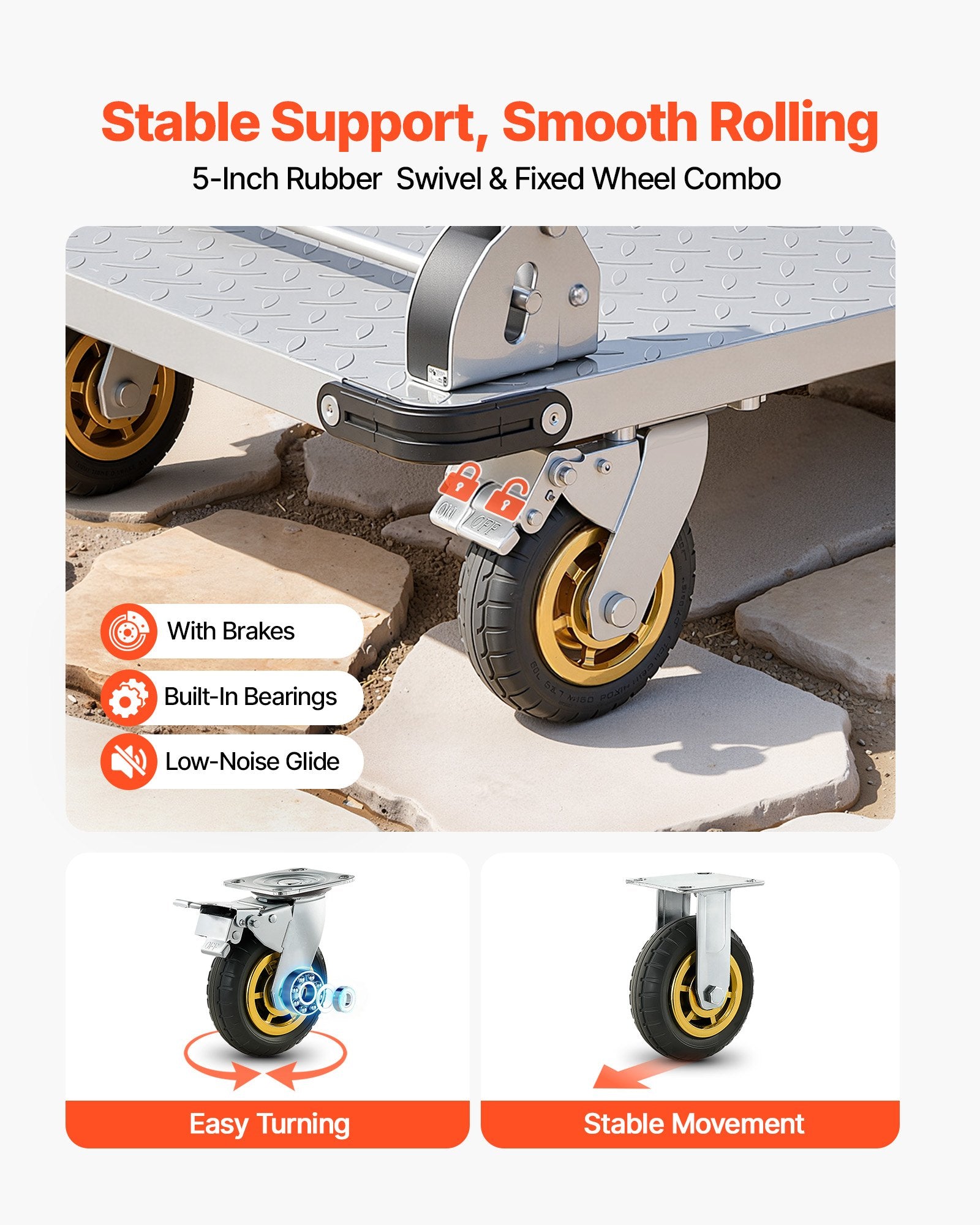 Platform Truck, 2000 Lbs Capacity, Heavy Duty Steel Flatbed Cart With Swivel Wheels And Handle, Foldable Platform Hand Push Truck Dolly, For Groceries, Garage, Warehouse, 35.4 X 23.6 X 35.4 In