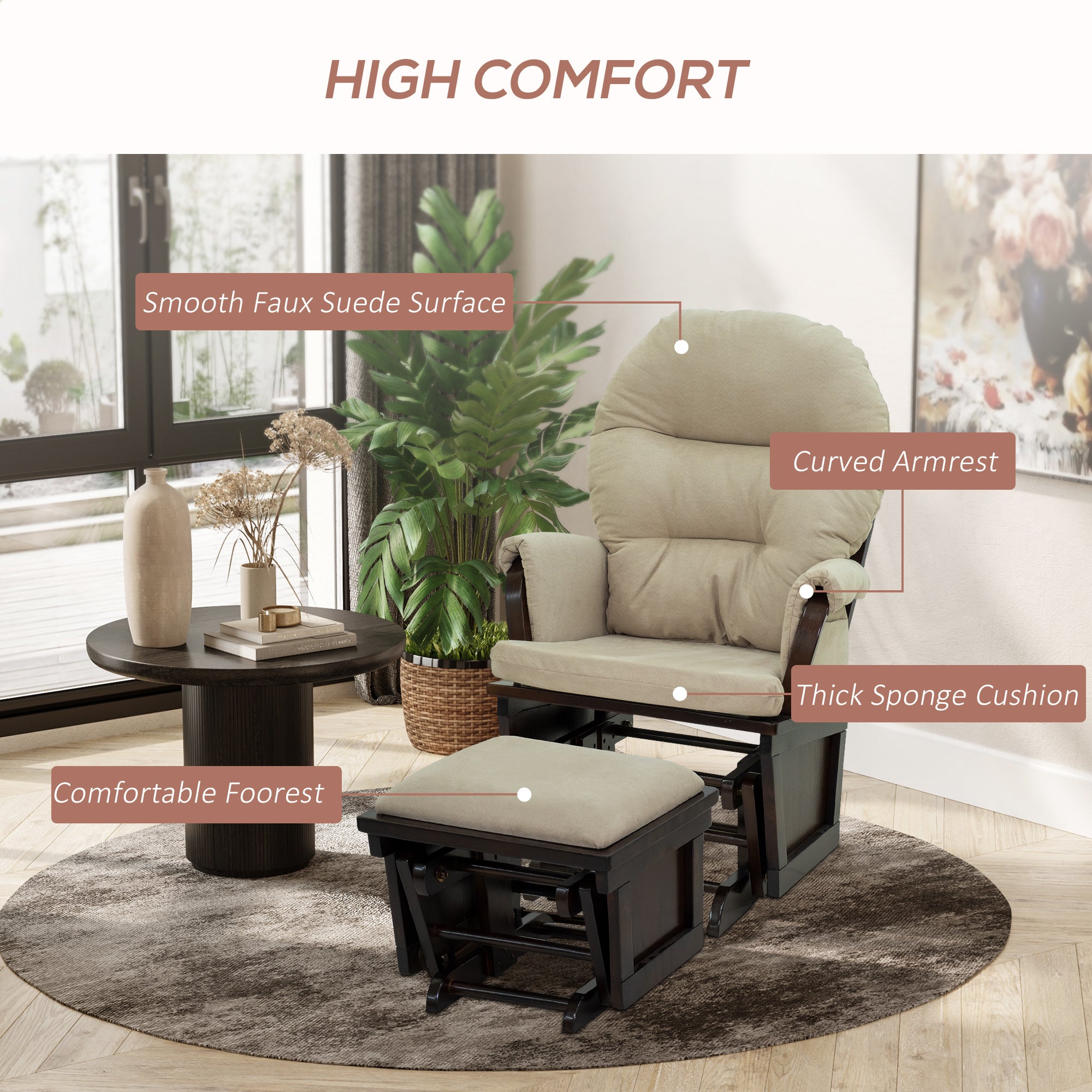 Nursery Glider Rocking Chair with Ottoman