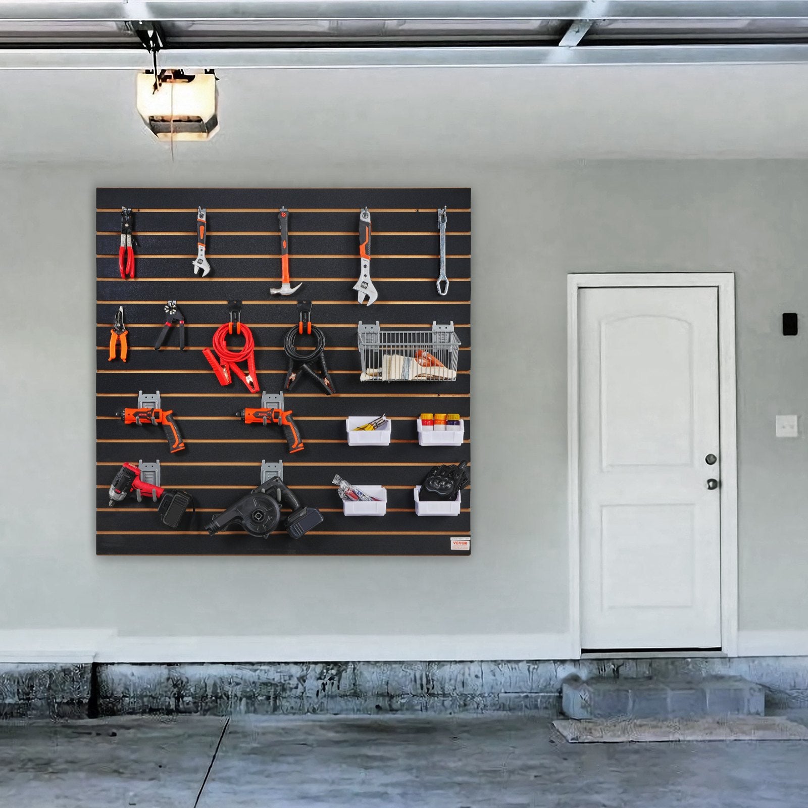 VEVOR Slatwall Panels, 4 Ft X 2 Ft Black Garage Wall Panels , Heavy Duty Garage Wall Organizer Panels Display