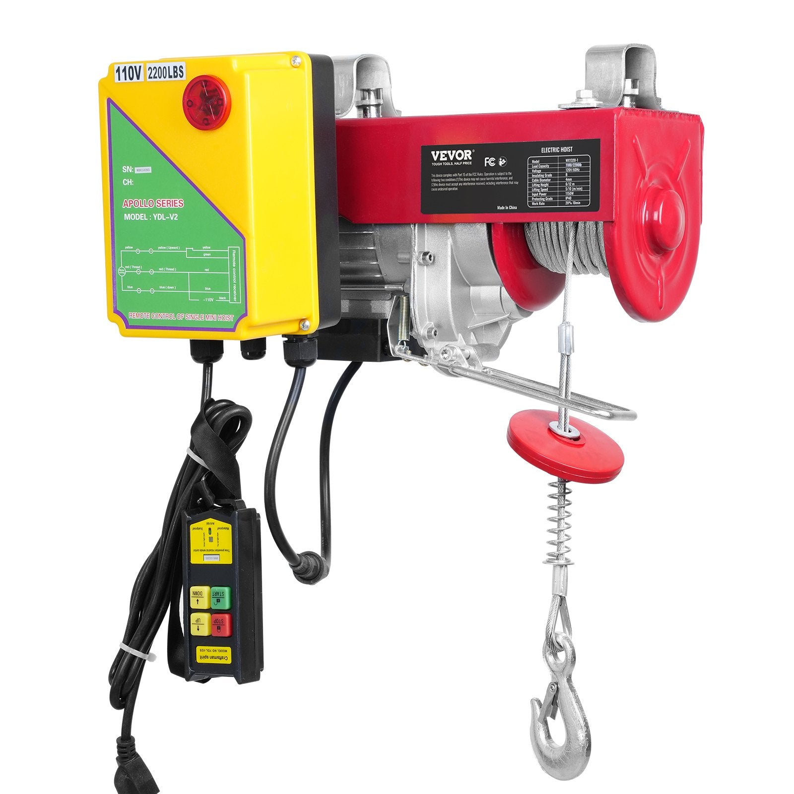 2200 Lbs Wireless Attic Lift, 1600W 110V Electric Hoist With Wireless Remote Control, 40ft Single Cable Lifting Height & Pure Copper Motor, For Garage Warehouse Factory